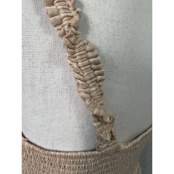 American Eagle Mini Sun Baby Doll Dress Womens Small Smocked Back Lace-Up Front - Picture 7 of 12